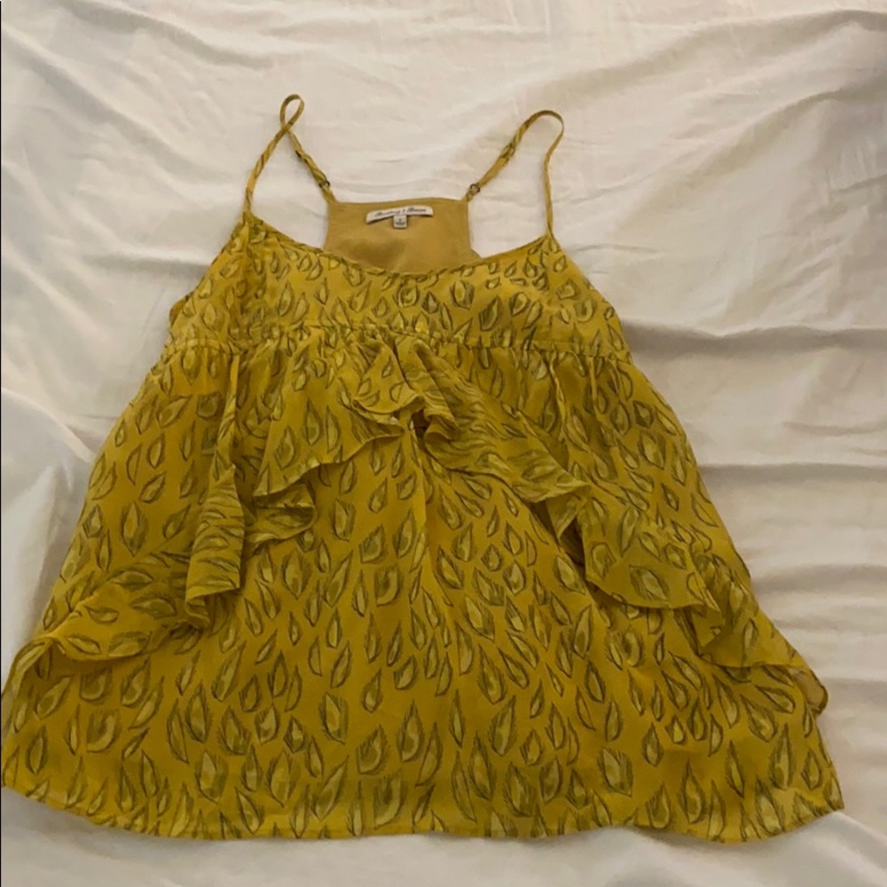 BROADWAY & BROOME gold tank top with ruffle
